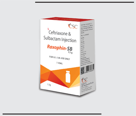 Raxophin-SB Vial (Ceftriaxone 1g + Salbactum 500mg) by CSC