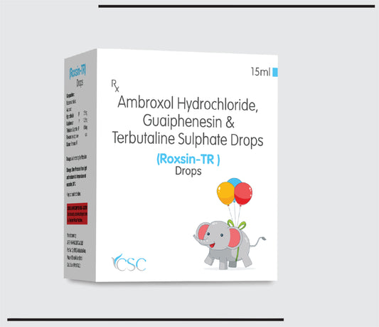 Roxsin TR Drops (15ml) Ambroxol Hydrochloride 7.5mg + Guaiphenesin 12.5mg + Terbutaline Sulphate 0.5mg by CSC