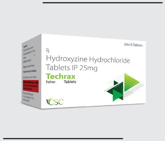 Techrax  (20x15)Hydroxyzine Hydrochloride Tablets I.P. 25 mg by CSC