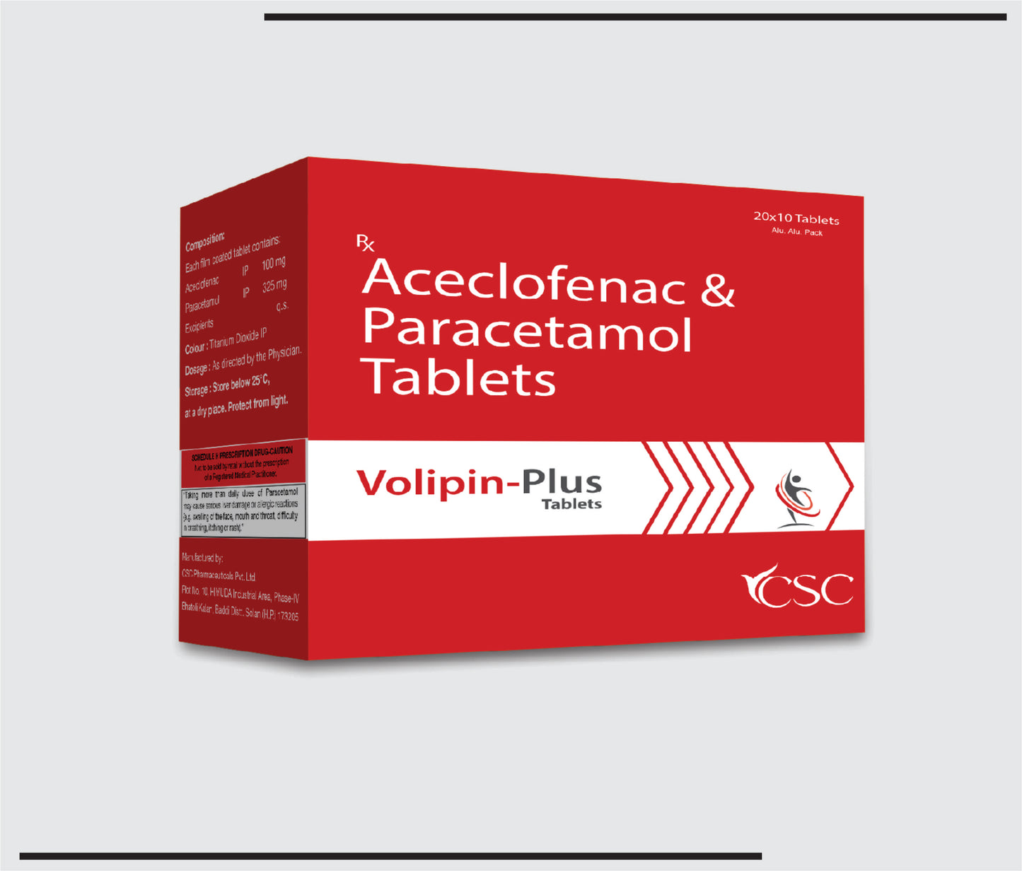 Volipin Plus  (20x10 ) Aceclofenac 100mg + Paracetamol 325mg  by CSC1
