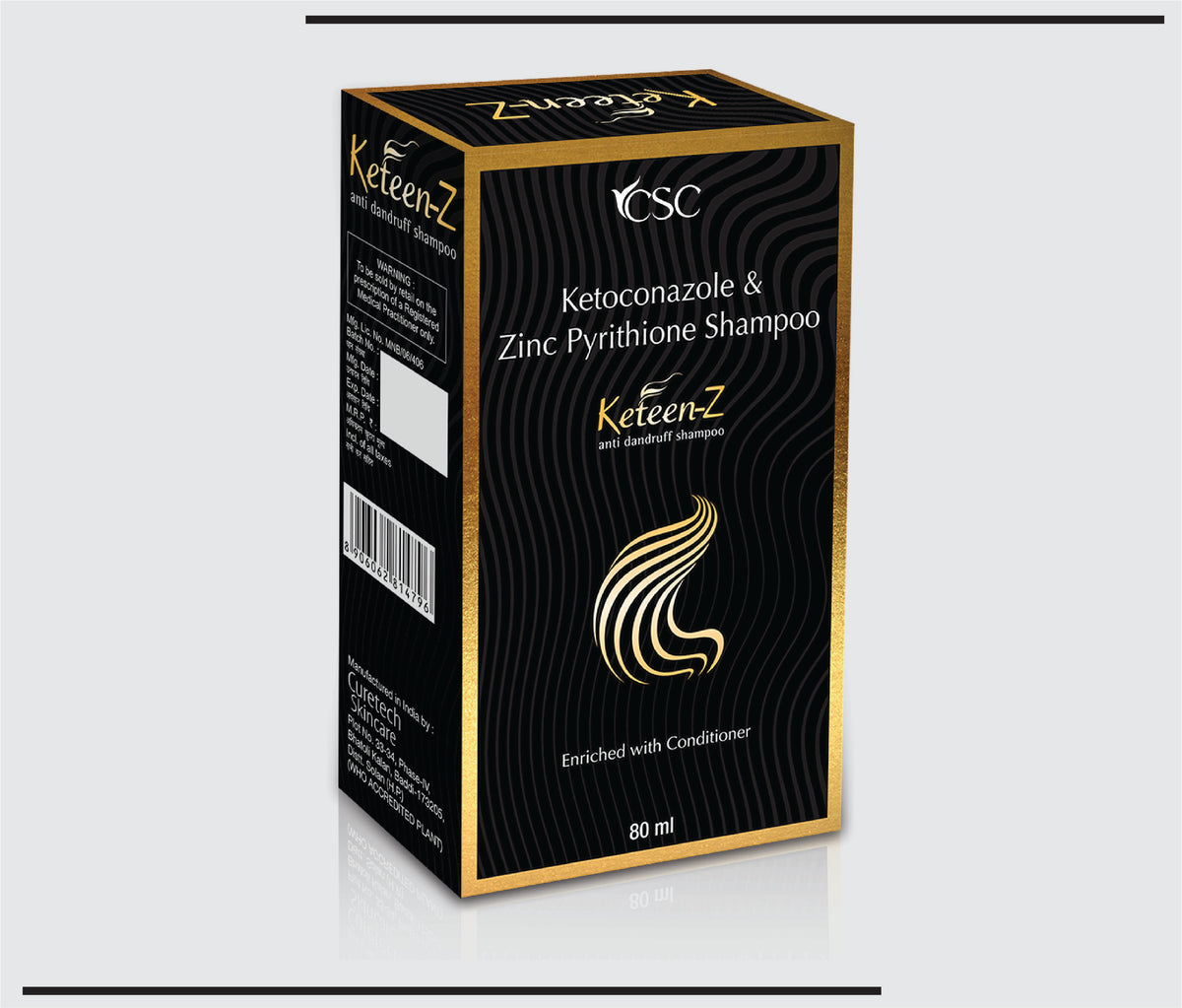 Keteen Z Shampoo (80ml) Ketoconazole 2% w/v, Zinc Pyrithione 1% w/v Shampoo by Csc