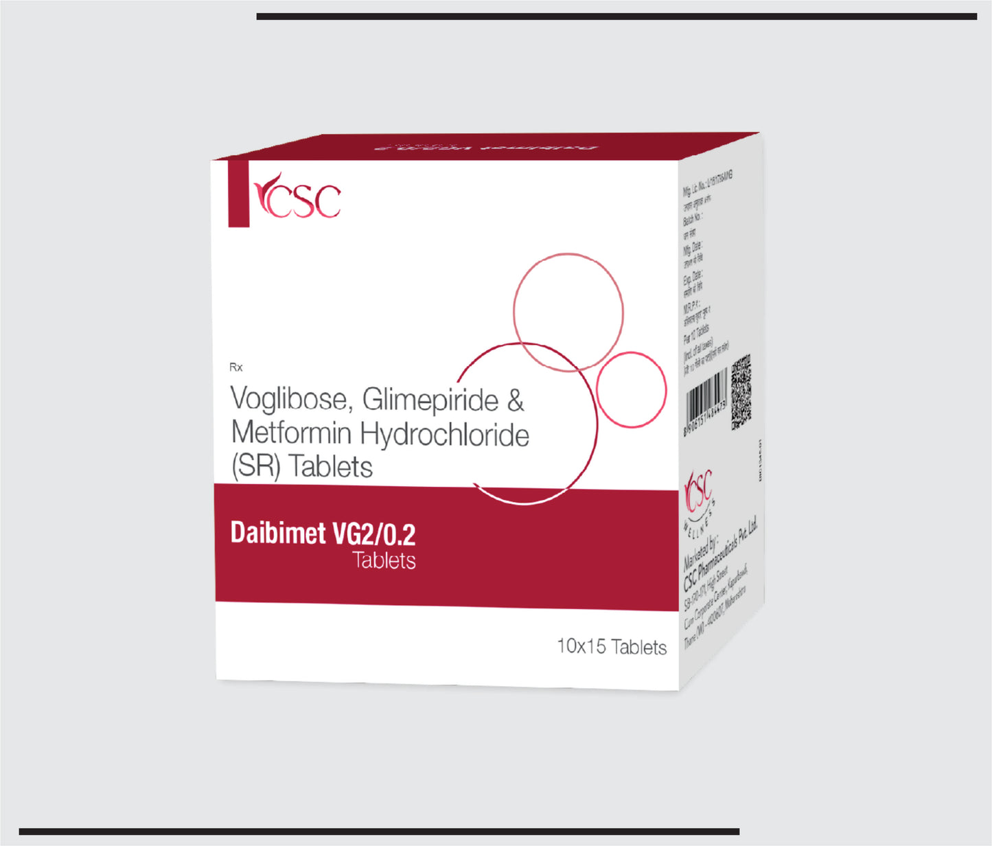 Daibimet VG2 (10x15)Metformin HCL 500mg  + Glimepiride 2mg + Voglibose 0.2mg by CSC