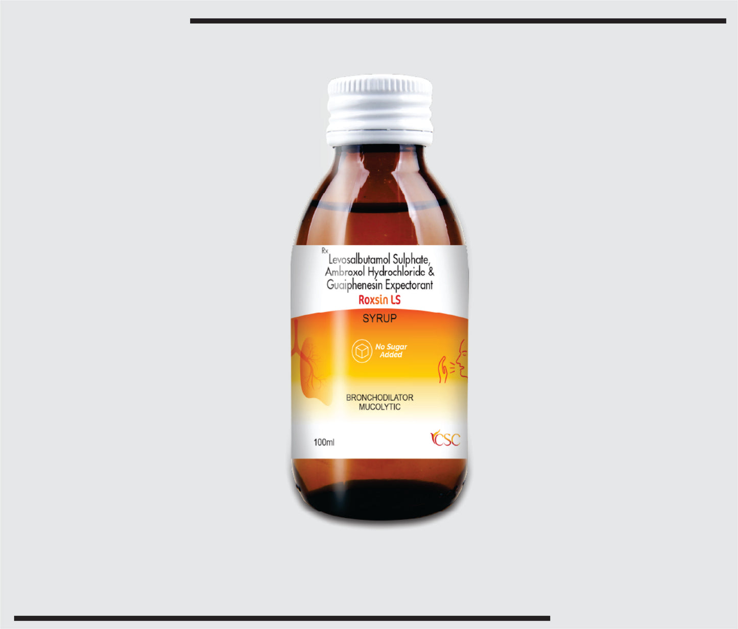Roxsin-LS (100ml)Levosalbutamol 1 mg + Ambroxol Hydrochloride 30 mg + Guaiphenesin 50mg by CSC