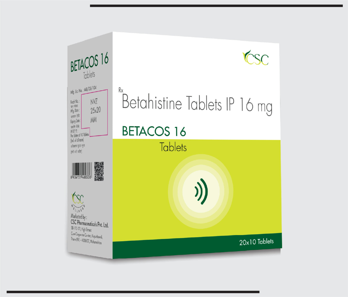Betacos 16 (20x10)Betahistine I.P. 16 mg by CSC