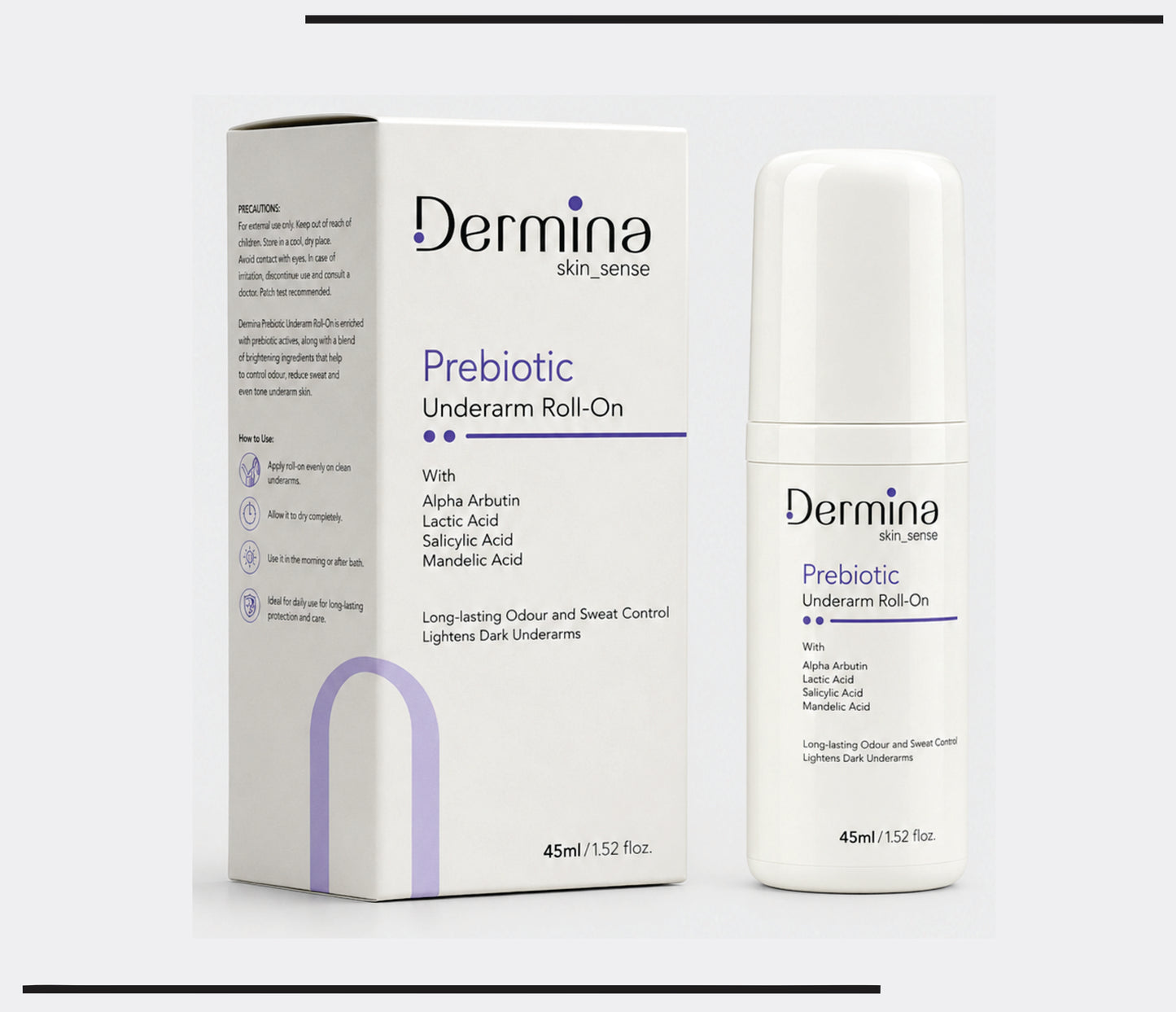 Prebiotic Underarm Roll- On  (45 ml ) With Arbutin,Lactic Acid, Salicylic Acid  & Mandelic Acid  by CSC