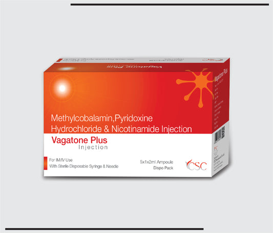 Vagatone Plus  (Amp. )Methylcobalamin 1500mcg + Pyridoxine Hydrochloride 100 mg + Nicotinamide 100mg + Benzyl Alcohol 2% v/v by CSC