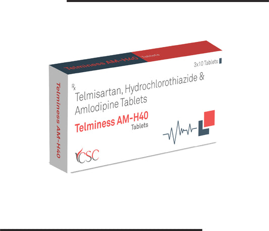 Telminess AM-H40 (10X3X10)Telmisartan 40 mg + Hydrochlorothiazide 12.5 mg + Amlodipine 5 mg  by CSC
