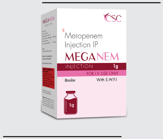 MEGANEM Injection 1g Vial (Meropenem Trihydrate 1000mg + Sodium Carbonate 90.2mg) by CSC