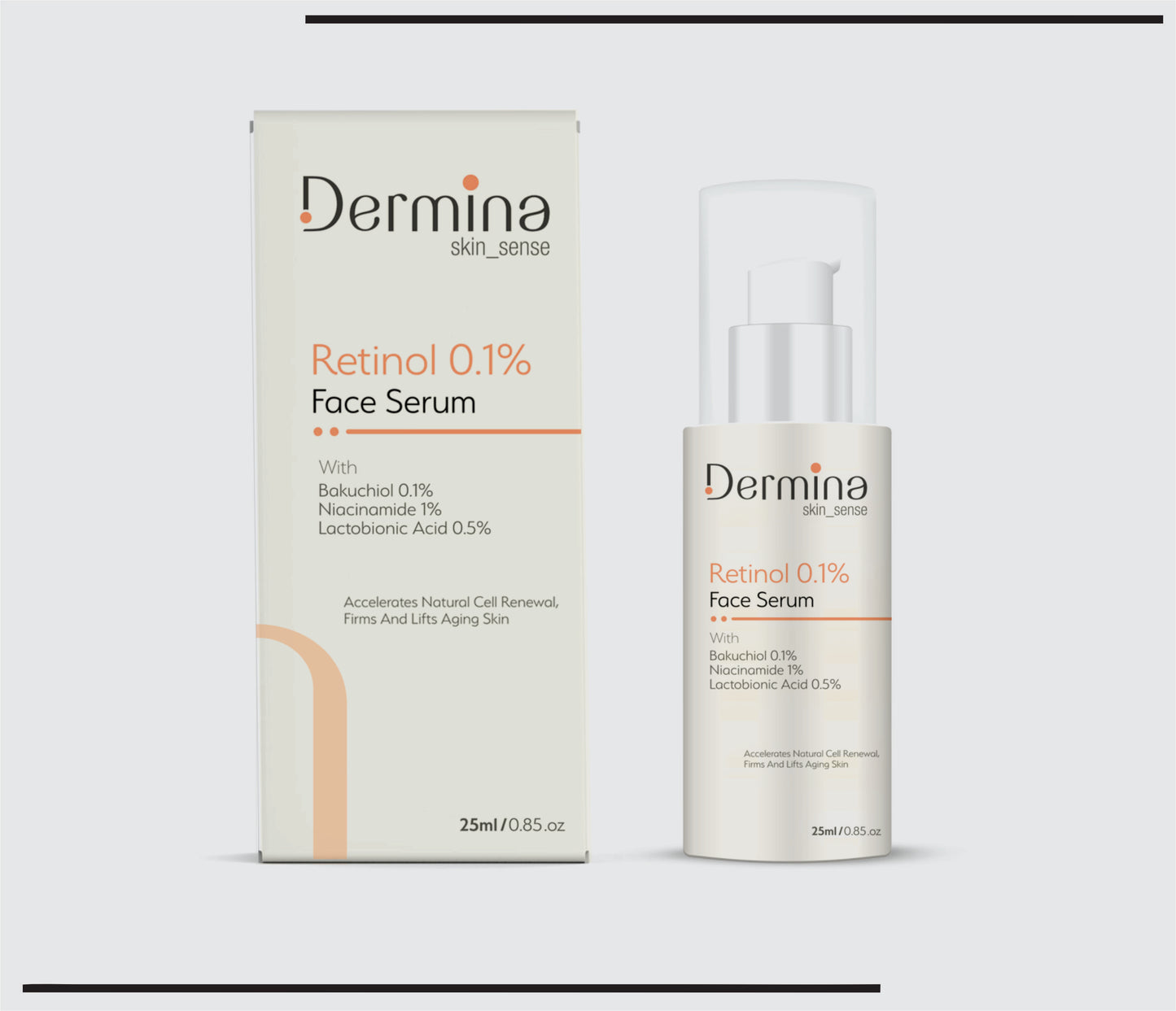 Retinol 0.1% Face Serum New (25 ml) Bakuchiol 0.1%, Niacinamide 1%, Lactobionic Acid 0.5%  by CSC