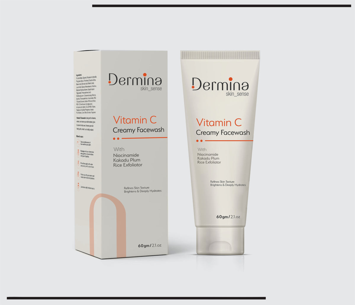 Vitamin C Creamy Facewash   (60ml) Niacinamide,Kakadu Plum,Rice Exfoliator by CSC