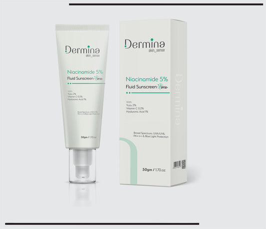 Niacinamide  5% Fluid Sunscreen SPF 50   (50 gm ) Yuzu 2%,Vit. C 0.2%,Hyaluronic Acid 1% by CSC