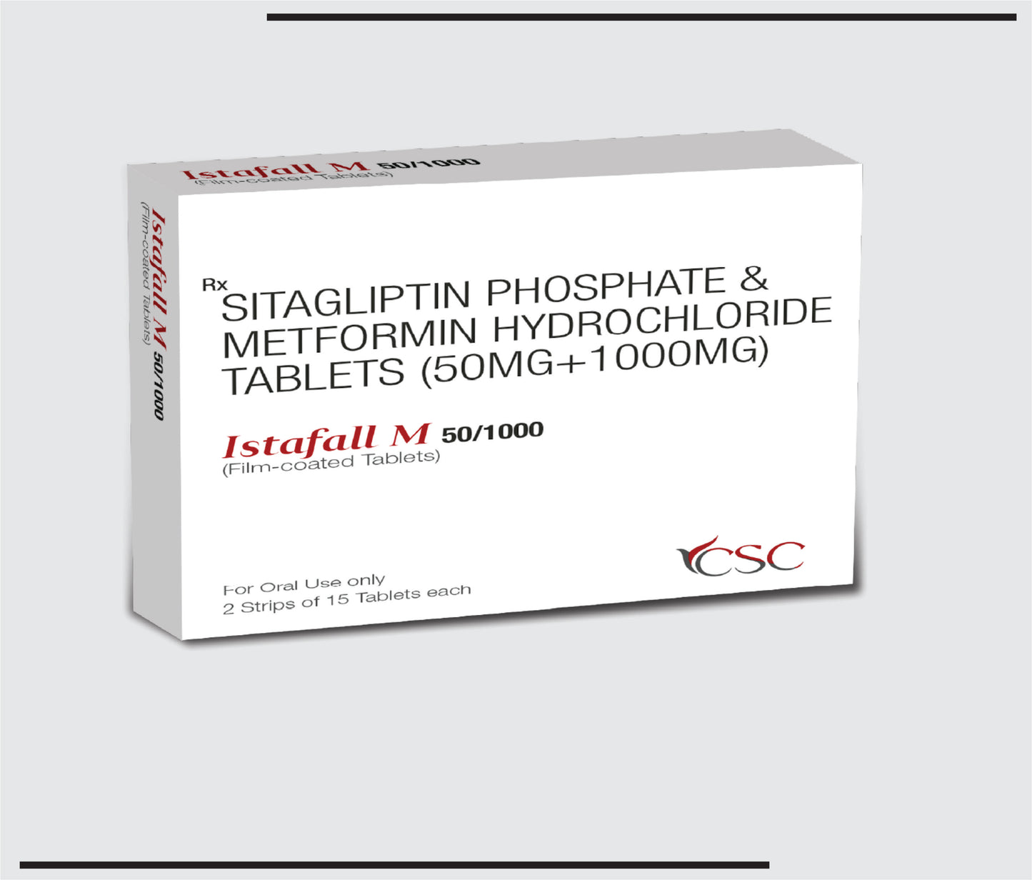 Istafall-M 50/1000 (10X2X15) Sitagliptin 50mg + Metformin Hydrochloride 1000mg by CSC