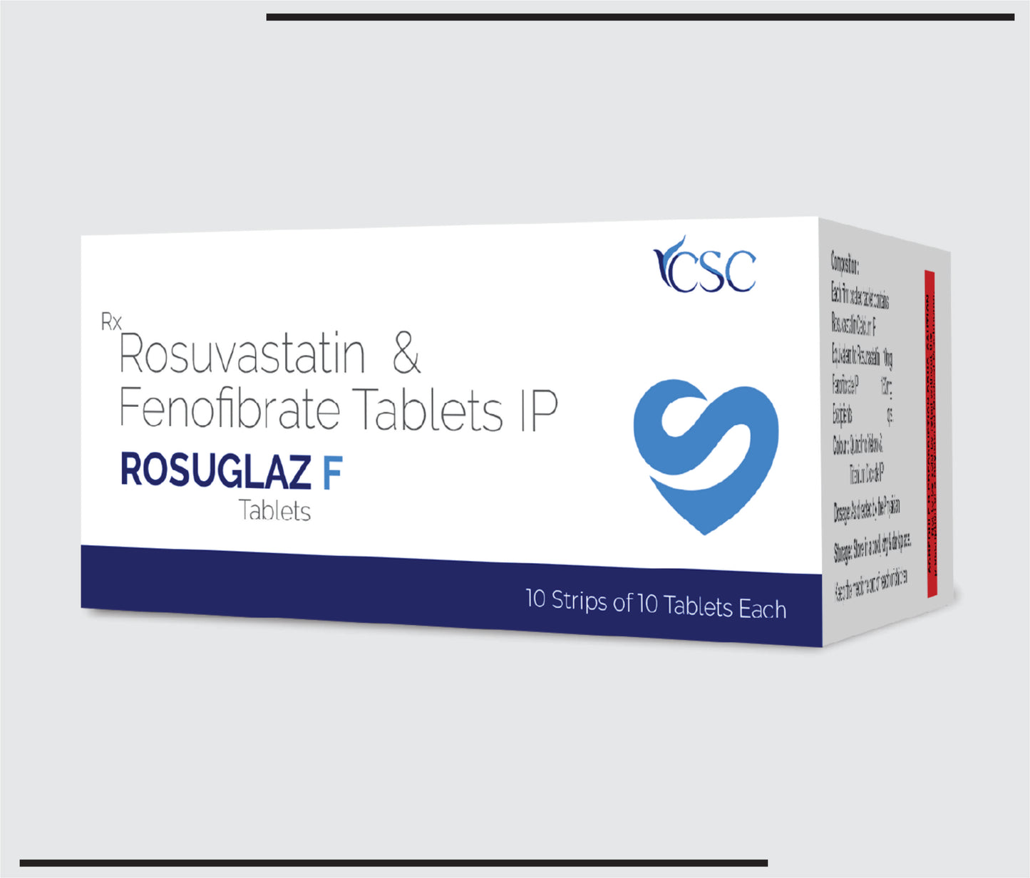 Rosuglaz F (10x10)Rosuvastatin 10mg + Finofiberate 160mg by CSC