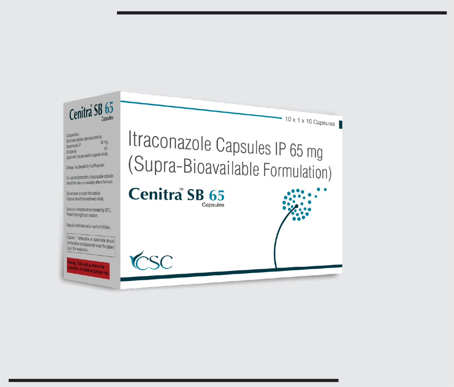 Cenitra SB 65  (10x1x10) Itraconazole 65 mg (Supra-bioavailable) by CSC