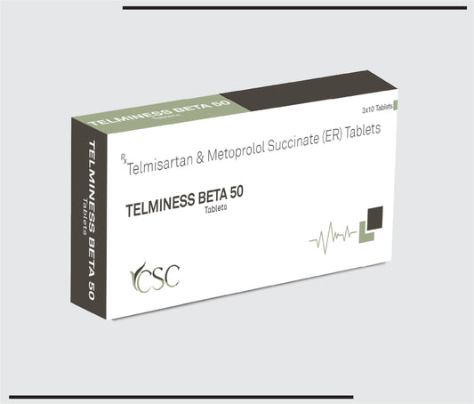 Telminess Beta 50 (10X3X10)Telmisartan 40 mg + Metroprolol Succinate 50 mg SR  by CSC
