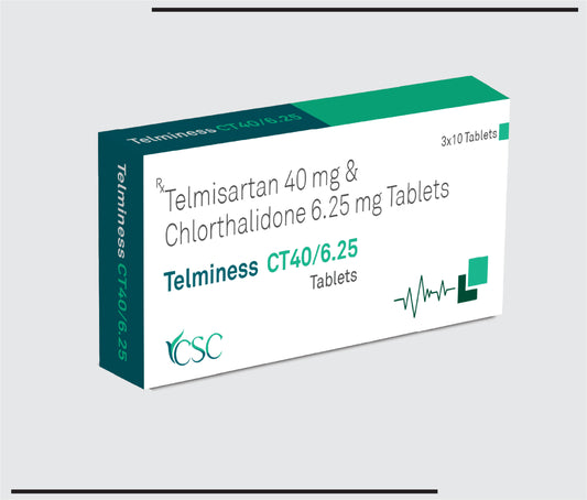 Telminess CT 40/6.25 (10X3X10)Telmisartan 40mg + Chlorthalidone 6.25mg  by CSC