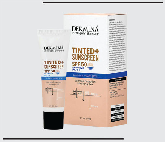 Dermina Tinted + SPF 50 Sunscreen (50 gm) Dermina Tinted+Sunscreen SPF 50- suncare 365 Tint by CSC