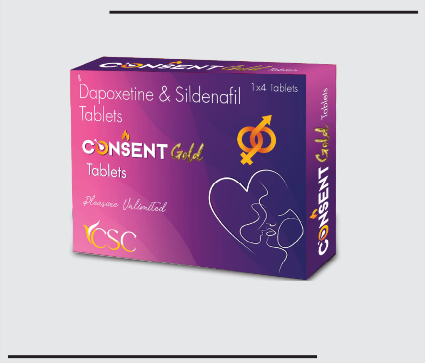 Consent Gold  (20x1x4)Dapoxetine 30mg + Sildenafil 50mg Tablets by CSC