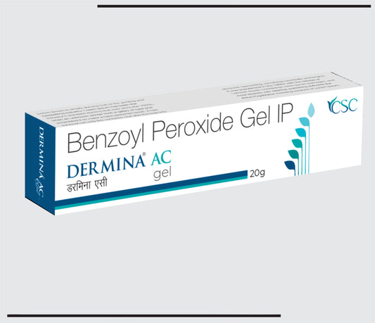 Dermina  AC Gel (20gm) Hydrous Benzoyl Peroxide IP equivalent to Anhydrous Benzoyl Peroxide 2.5% In ab Aqueous Gel base with Glycerol and Acrylates Co-Polymer   by CSC