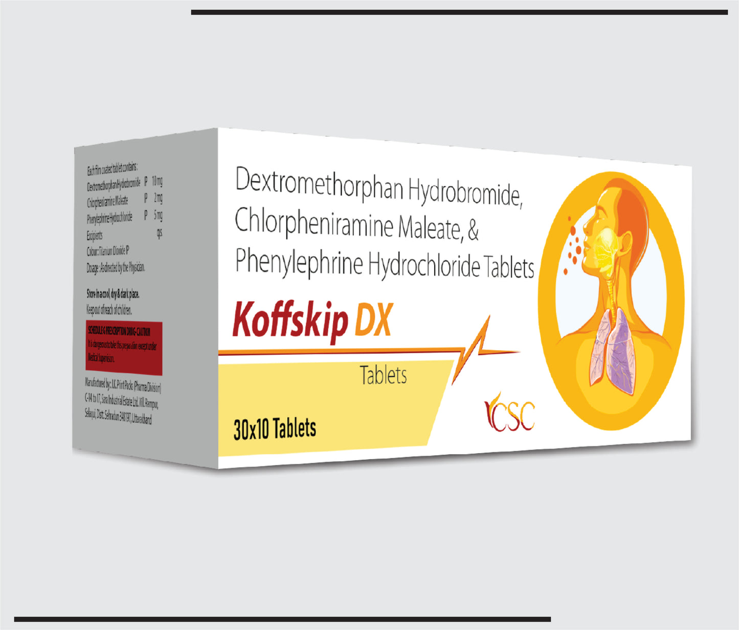 Koffskip Dx  (30x10)Dextrometorphan Hydrobromide 10mg+Chlorpheniramine Maleate 2 mg+Phenylephrine Hydrochloride 5mg  by CSC