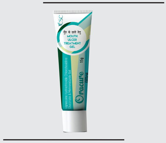 Oracure Ultra Gel 15 gm (15 gm ) Chlorhexidine Gluconate Solution IP 1.0% + Lignocaine HCl-2.0% w/w+Metronidazole IP 1.0% w/w+ Gel Base  by CSC
