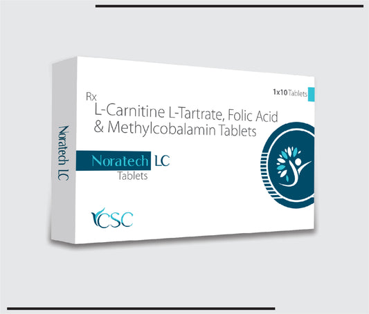 Noratech LC  (10x1x10)L-Carnitine L-Tartrate eq. to L-Carnitine 500 mg +Methylocobalmin 1500 mcg + Folic Acid 1.5 mg  by CSC