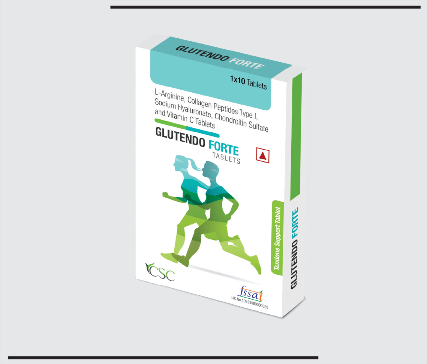 Glutendo Forte  (10x1x10)L-Arginine 500 mg+Chondroitin Sulfate Sodium 200mg+Collagen Peptides type-I 40 mg+Sodium Hyaluronate 30 mg+Vitamin C 12.5 mg by CSC