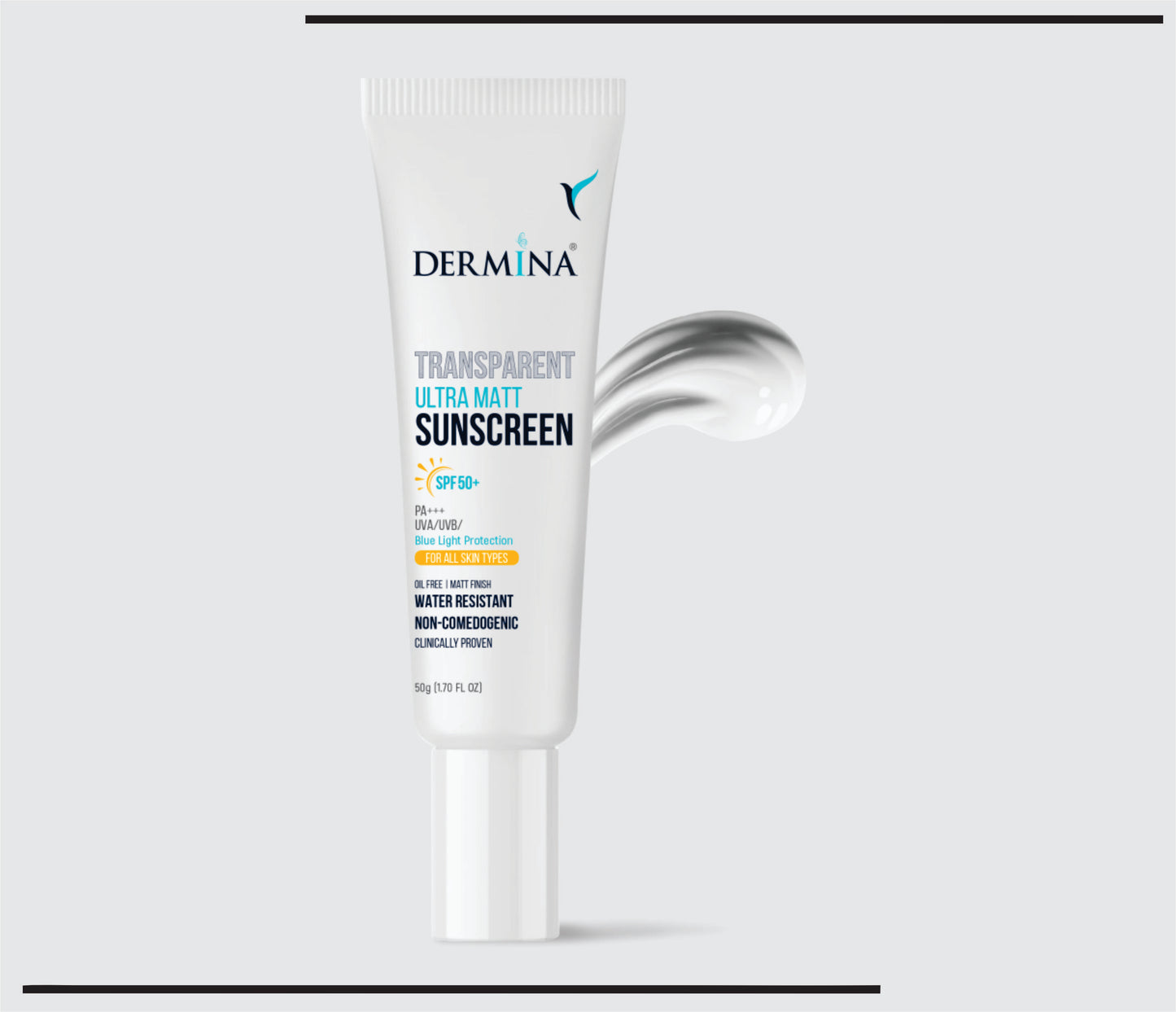 Dermina Transparent Ultra Matt SPF 50  (50 gm ) Oil Free, Matt Finish, Water Resistant,Non- Comedogenic SPF 50 Sunscreen  by CSC