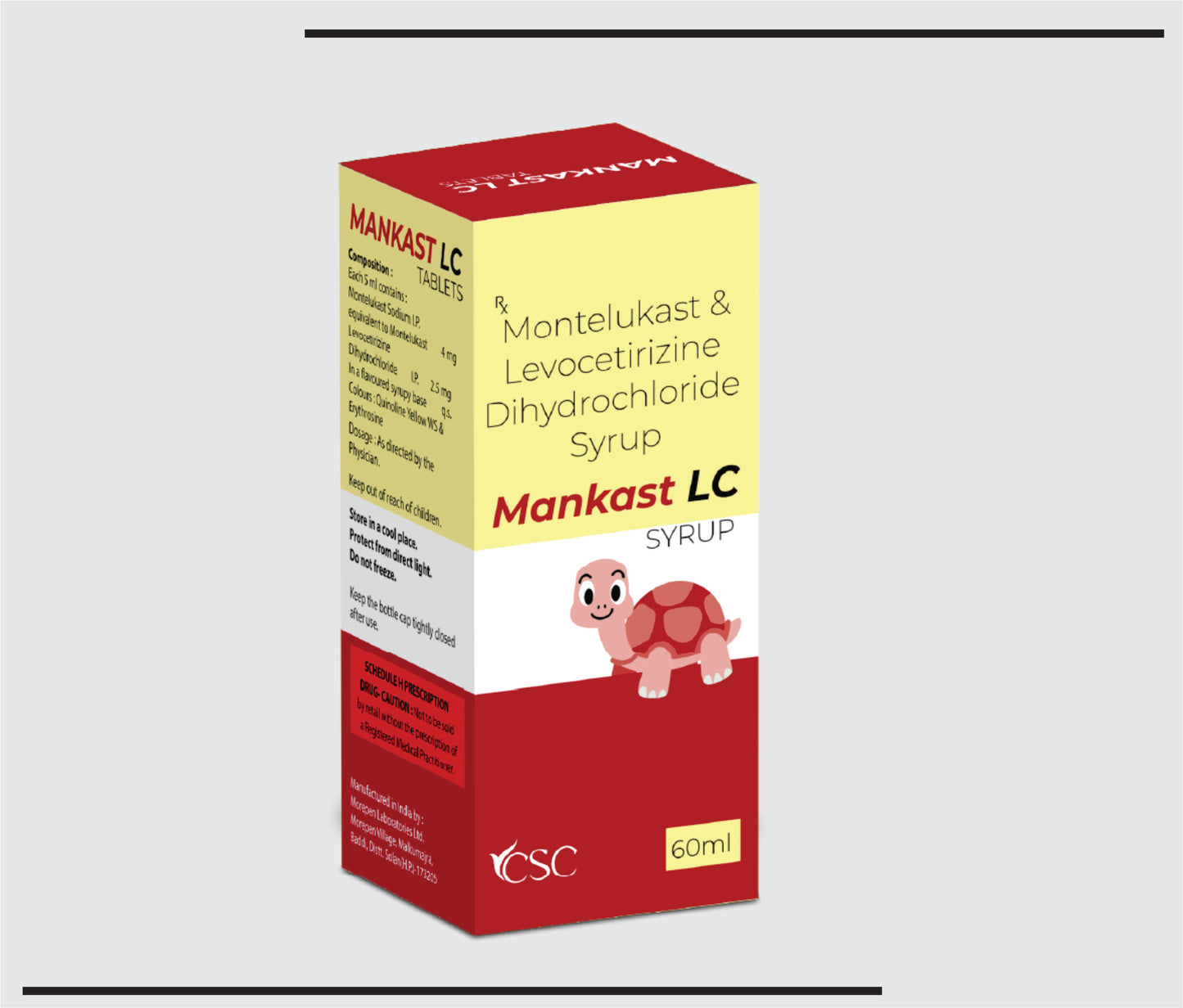 Mankast LC  (60 ml )Levocetirizine 2.5 mg + Montelukast 4 mg by CSC