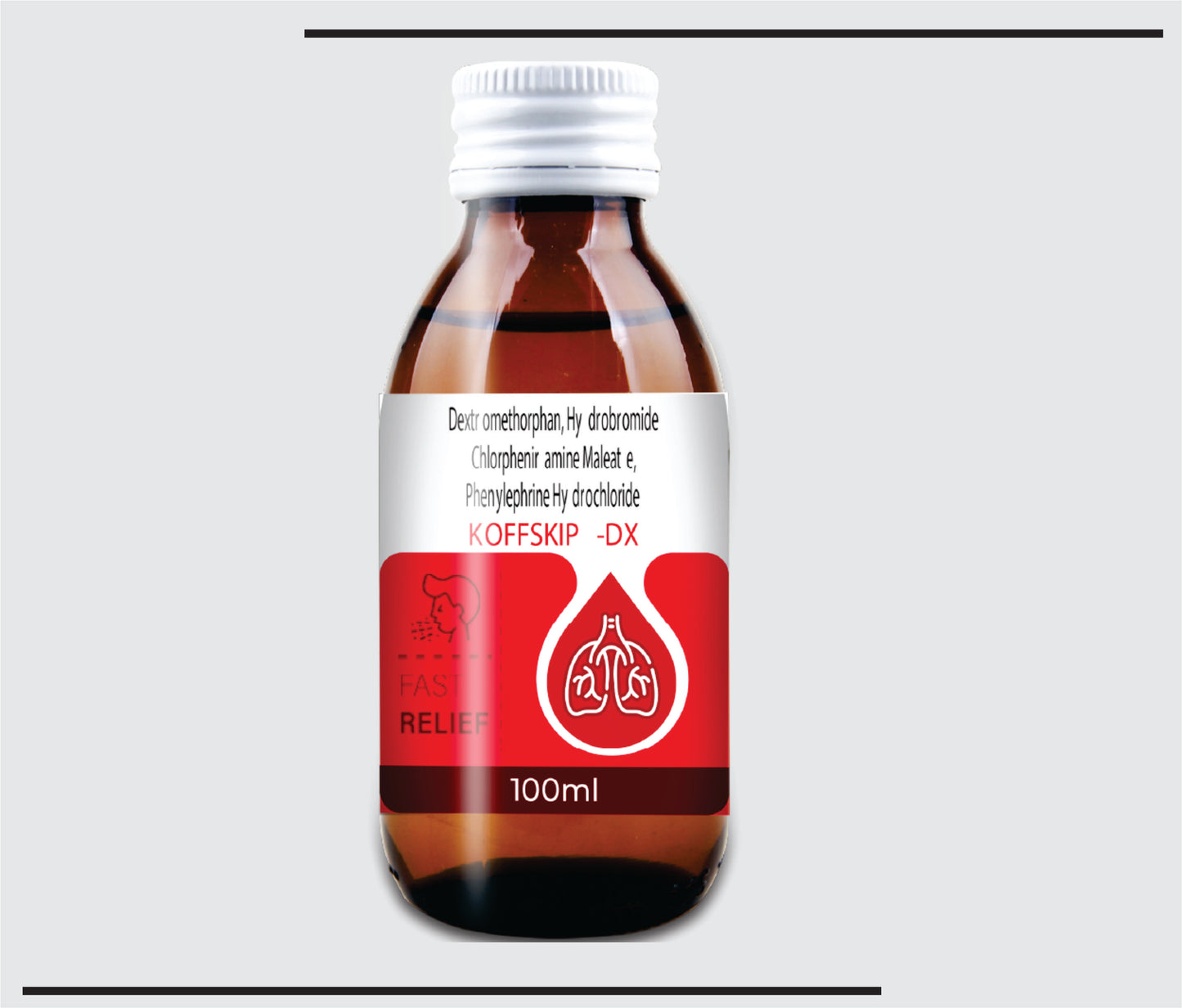 Koffskip Dx  (100ml )Dextromethorphan Hydrobromide 10 mg + Chlorpheniramine Maleate 2 mg + Phenylephrine Hydrochloride 5 mg by CSC