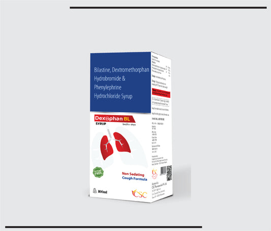 Dexophan BL 100ml (Dextromethorphan Hydrobromide10mg + Bilastine 3.3mg + Phenylephrine Hydrochloride 5mg Syrup) by CSC