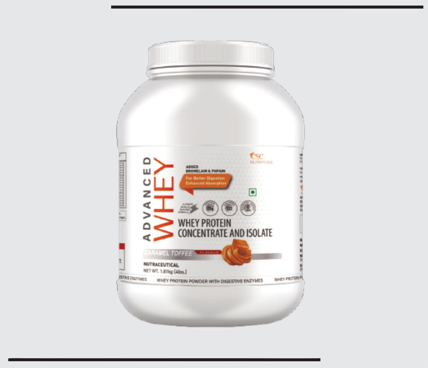 CSC Advance Whey 4 LB  (1.81Kg ) Concentrated Whey Protein Powder (Toffe Caramel Flavour) by CSC1