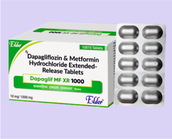 DAPAGLIF  MF XR 1000  TABS (10/1000 MG) 10'S ( Dapagliflozin 10mg + Metformin 1000mg ) by Elder