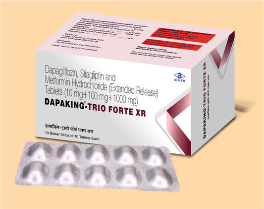 DAPAKING TRIO FORTE XR 10'S ( Dapagliflozin 10 Mg + Sitagliptin 100 Mg + Metformin Hydrochloride 1000Mg Sr ) Alkem1