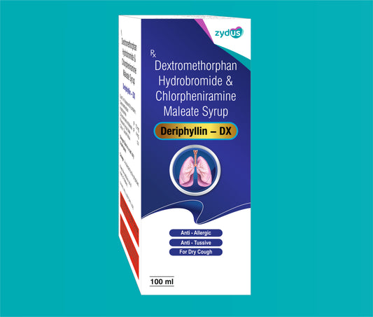 DERIPHYLLIN- DX SYP 100ml ( Dextromethorphan Hydrobromide IP 10 mg+ Chlorpheniramine Maleate IP 4 mg ) by Zydus