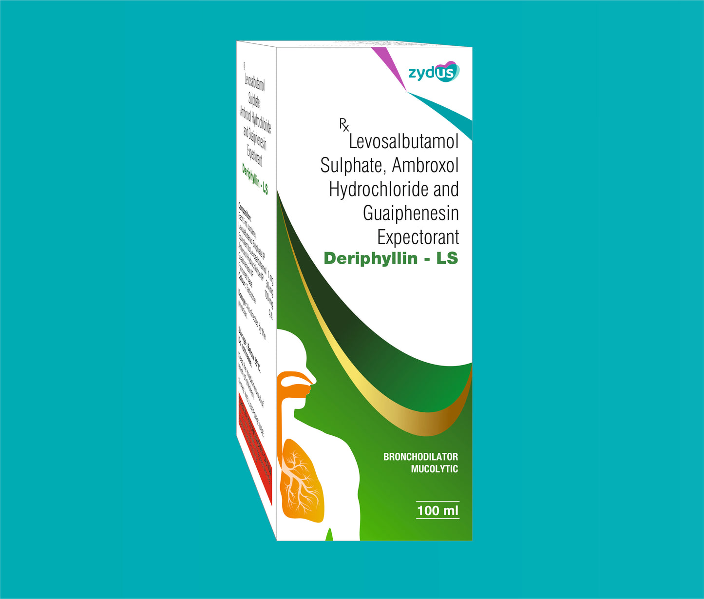 DERIPHYLLIN- LS SYP 100ml ( Levosalbutamol 1 mg + Ambroxol Hydrochloride 30 mg + Guaiphenesin IP 100 mg ) by Zydus