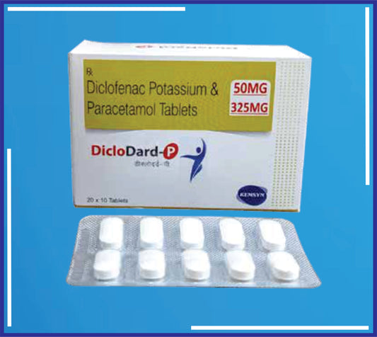 Diclodard-P Tab ( Diclofenac Potassium Bp 50Mg + Paracetamol Ip 325Mg ) pack 20x10 by Kemsyn