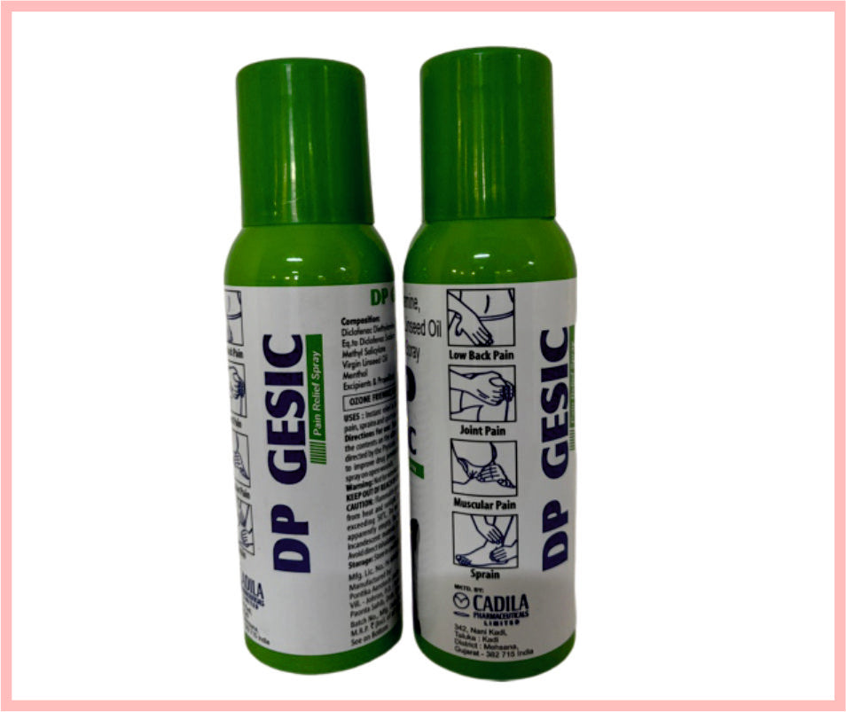 Dp Gesic Spray 75Gm ( Linseed Oil 3% W/W + Diclofenac Diethylamine 1.16% W/W 
+ Methyl Salicylate 10% W/W + Menthol 5.00% W/W + Propellent Q.S. 100% W/W ) By Cadila