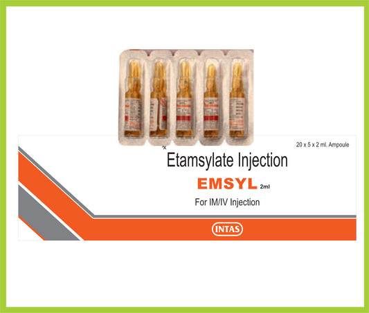 EMSYL 2ML INJ ( Ethamsylate 125mg / ml ) by Intas