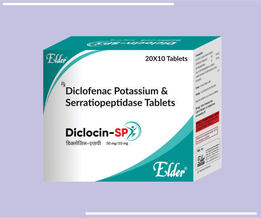 DICLOCIN SP TABS   (50/10) (20X10) Diclofenac Sodium 50mg,Serratiopeptidase 10mg by Elder