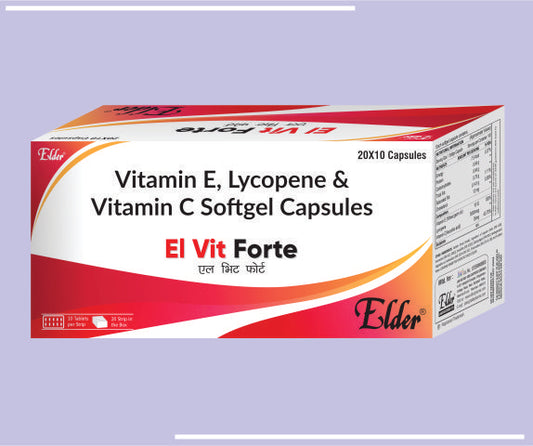 ELVIT FORTE CAPS (20X10) Vitamin E 400, Lycopene 5000mcg,Vitamin C 35mg by Elder