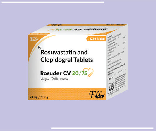 ROSUDER CV 20/75 TABS (10X10) Rosuvatatin 20mg,Clopidogrel 75mg by Elder
