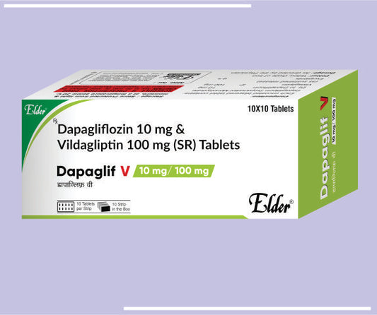 DAPAGLIF V TABS (10/100) (10X10) Dapagliflozin 10 mg & Vildagliptin 100mg by Elder