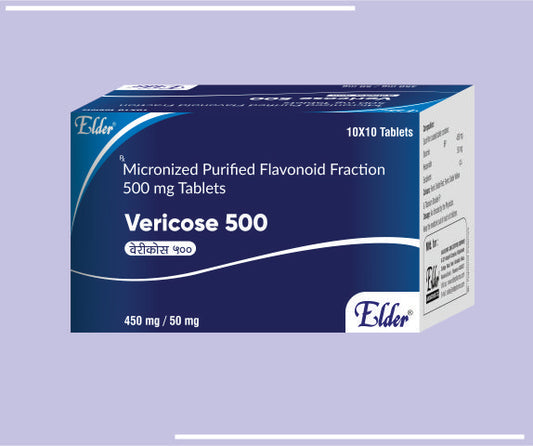 VERICOSE 500 TABS (10X10) Micronized Purified Flavonoid Fraction 500 mg by Elder