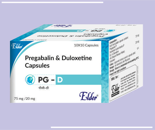 PG D 20 CAPS (75/20) (10X1X10) Pregabalin 75mg,Duloxetine 20mg by Elder