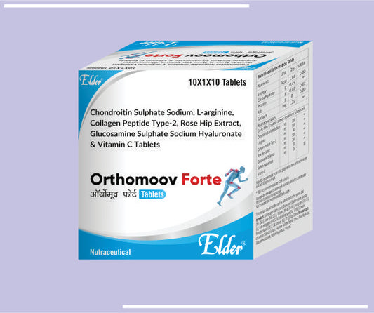 ORTHOMOOV FORTE TABS (10X1X15) L-Arginine 500 mg,Chondroitin Sulfate Sodium 200 mg, Collagen Peptides Type1 40mg,Sodium Hyaluronate 30 mg, Vitamin C 12.5mg by Elder