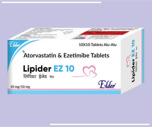 LIPIDER EZ 10 TABS (10/10) (10X10) Atorvastatin 10 MG + Ezitamibe 10 MG by Elder