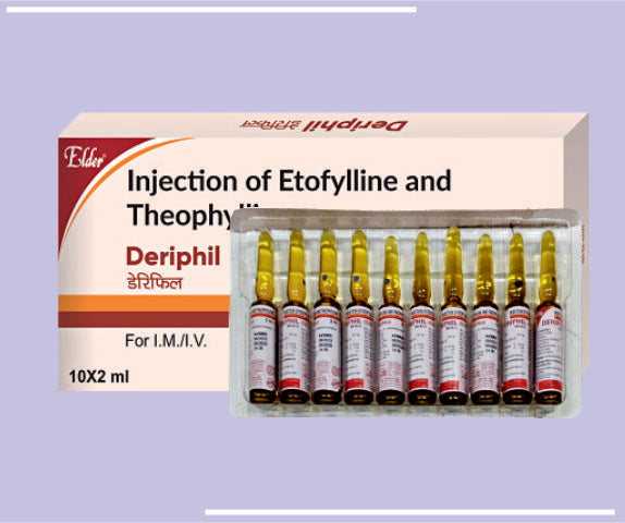 DERIPHIL INJ (5X10X2ML) Etofylline 169.4mg,Theophyline 50.6mg (Leaflet Inside) by Elder