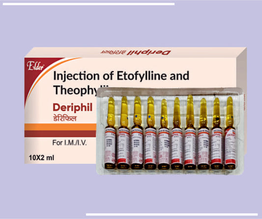 DERIPHIL INJ (5X10X2ML) Etofylline 169.4mg,Theophyline 50.6mg (Leaflet Inside) by Elder