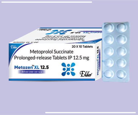 METOZEN XL 12.5 TABS (20X10) Metoprolol Succinate 12.5mg (Extended Releas) by Elder